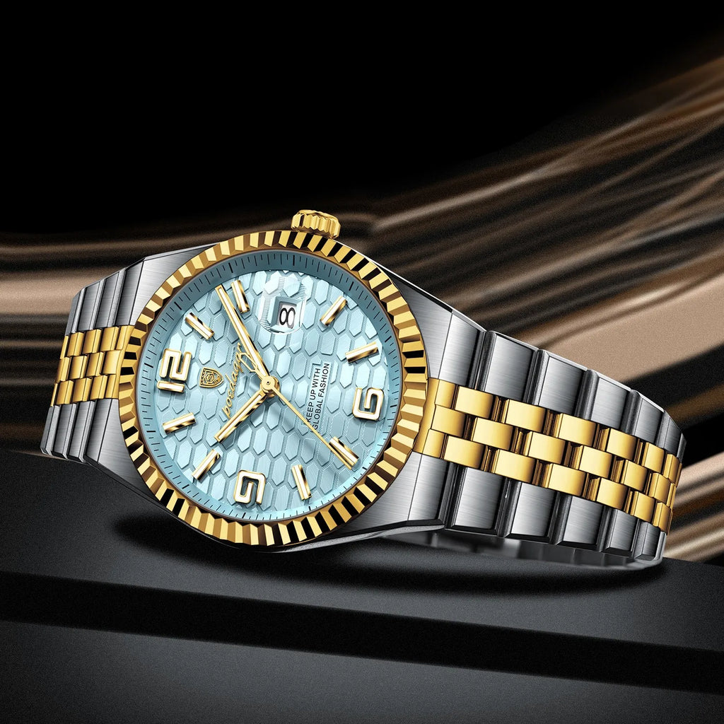 Poedagar 839 Men Watch Ready to Ship Classic Style Luxury Fluted Bezel Honeycomb Dial Quartz Wristwatch Own Factory Wholesale