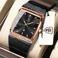 Poedagar 885 Luxury Men's Watch Leather Strap Luminous Date Quartz Watches Reloj Hombre Waterproof Fashion Square Watch for Men