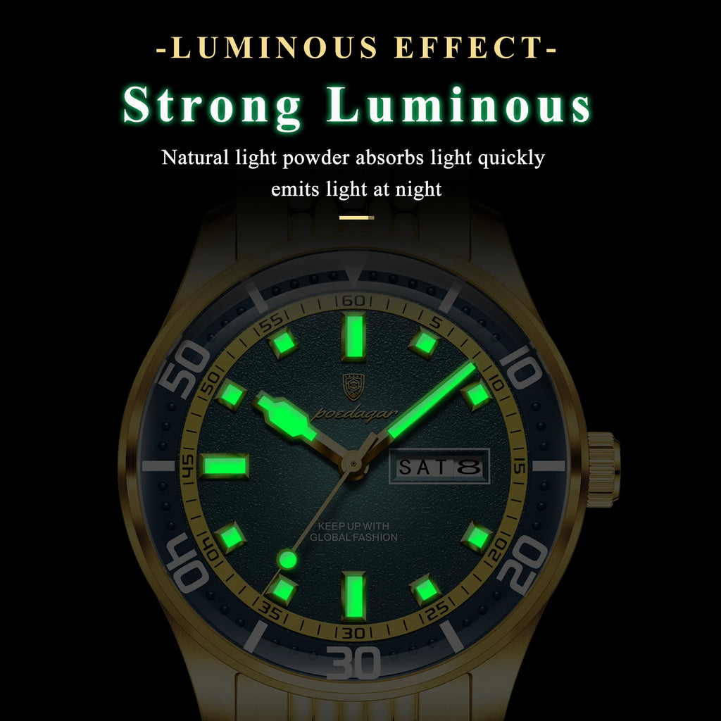 Poedagar 609 Men's Luxury Watches High Quality Stainless Steel Quartz Watches Montre Luminous Waterproof Date Wristwatch for Men