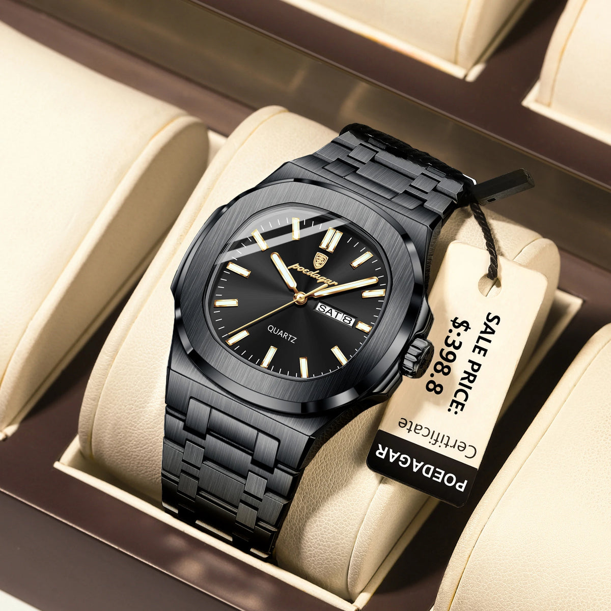 Poedagar 853 Luxury Men Watch Stainless Steel Calendar Quartz Business Wristwatch Luminous Waterproof Daily Wear Montre Reloj