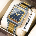 Poedagar 870 Business Luxury Square Quartz Men Watch Waterproof Luminous Stainless Steel Watch for Men