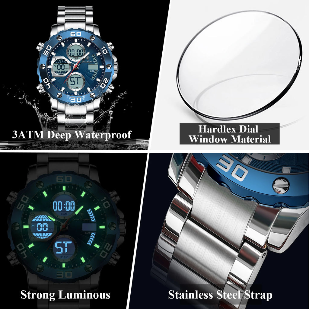 Poedagar New Fashion Men Digital Watch Waterproof Luminous Quartz Watches Alarm Electronic Watch for Men