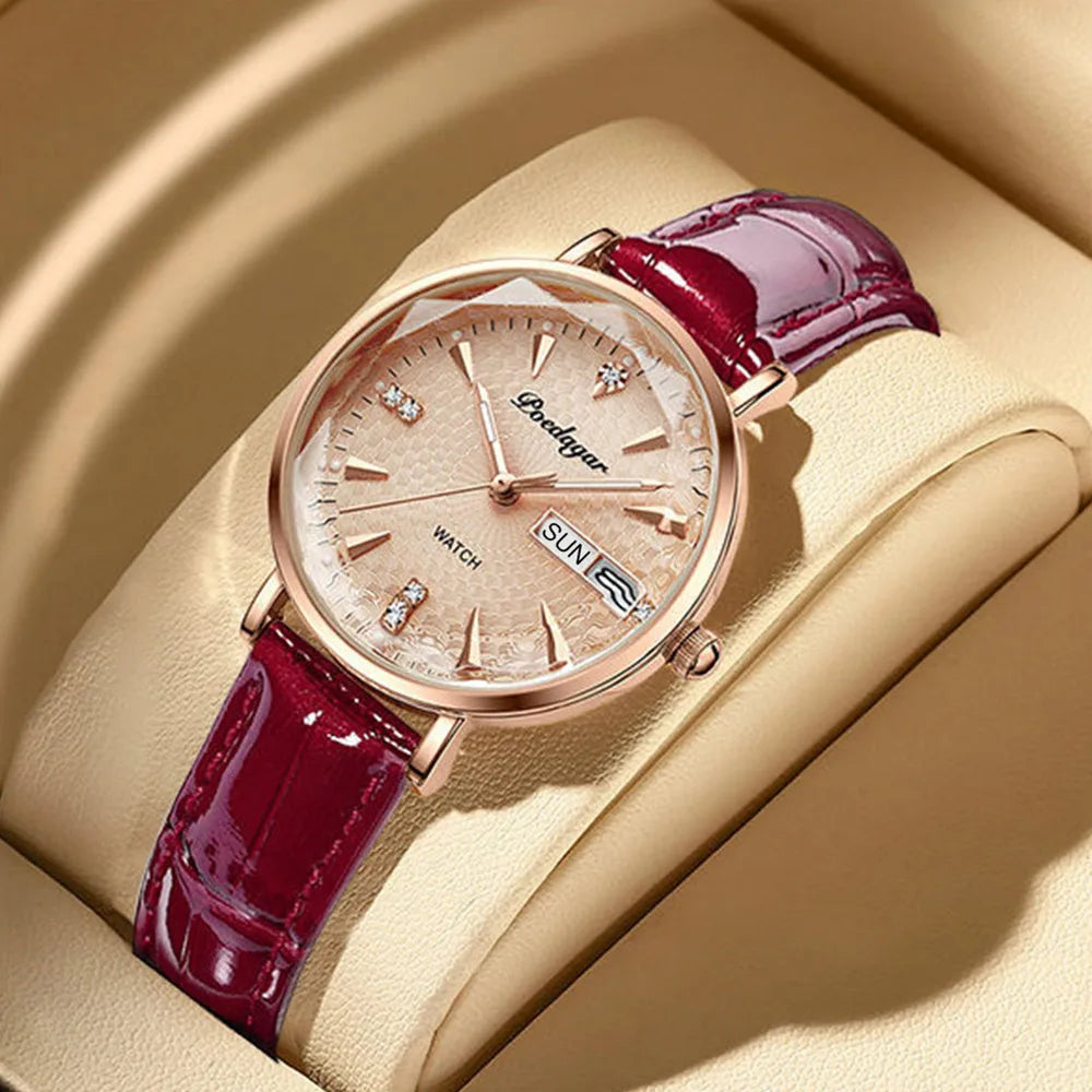 Poedagar Top Brand Lady Wrist Watch Waterproof Calendar Quartz Watches for Women with Luxury Diamond Reloj