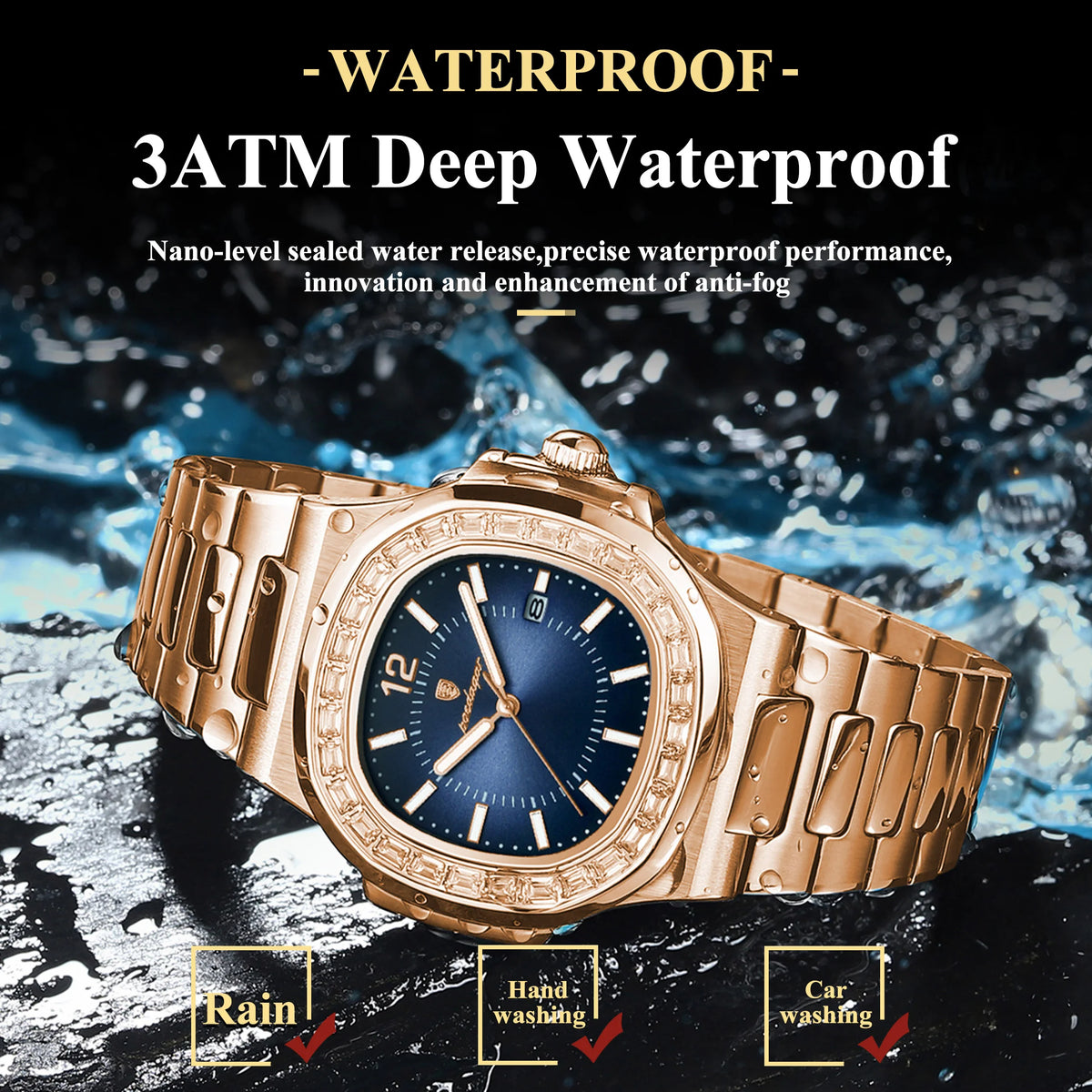 Poedagar Factory Wholesale Rose Gold Relojes Hombre Stainless Steel Men Quartz Watch Luminous Waterproof Watch for Men