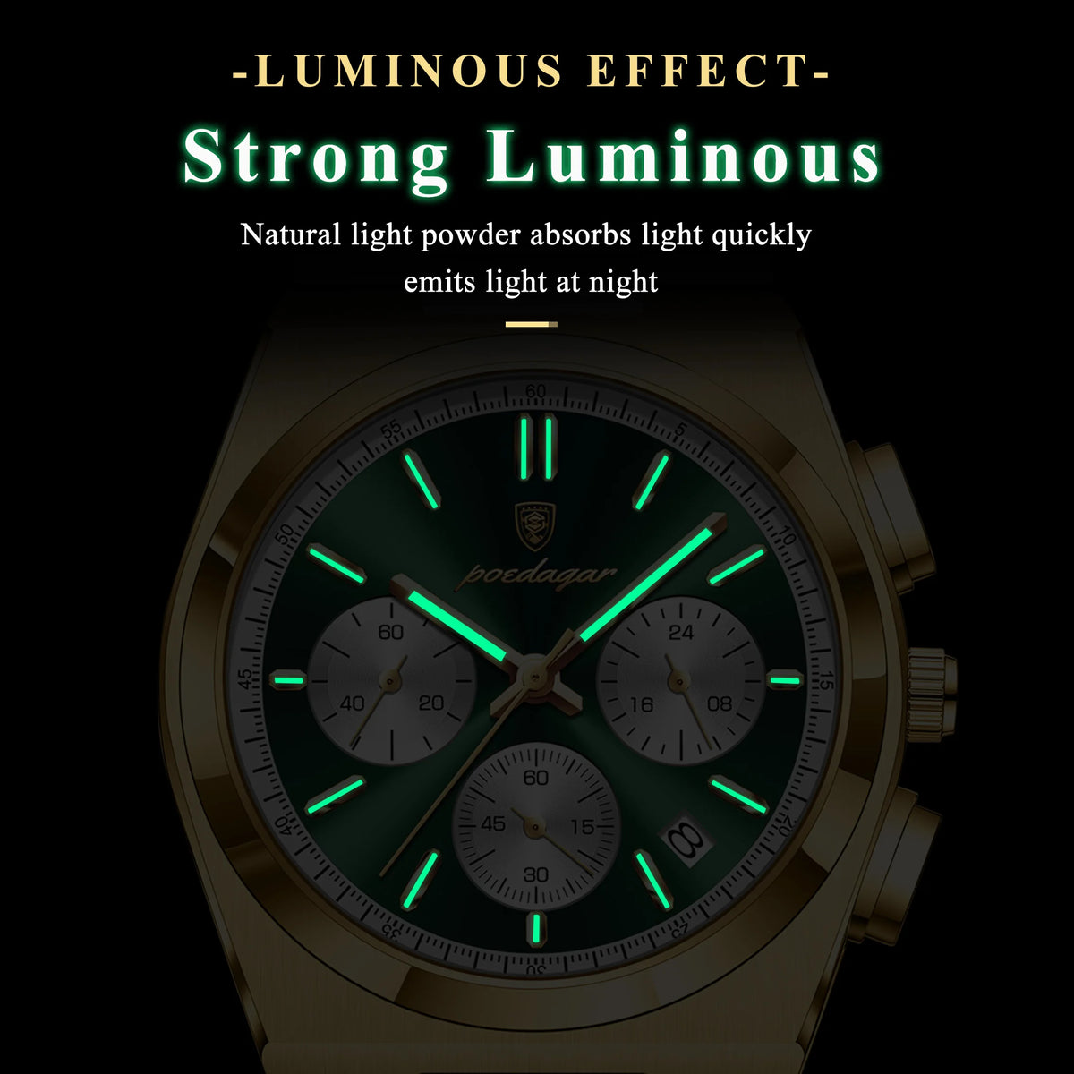 Poedagar 970 Mens Watch Fashion High Quality Waterproof Luminous Quartz Watches Chronograph Stainless Steel Reloj Watch for Men