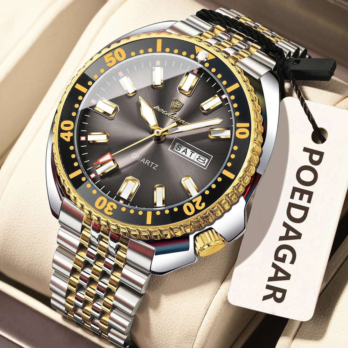 Poedagar 682 High Quality Men Watch Rotating Bezel Stainless Steel Calendar Quartz Wristwatch Factory Wholesale Price Montre