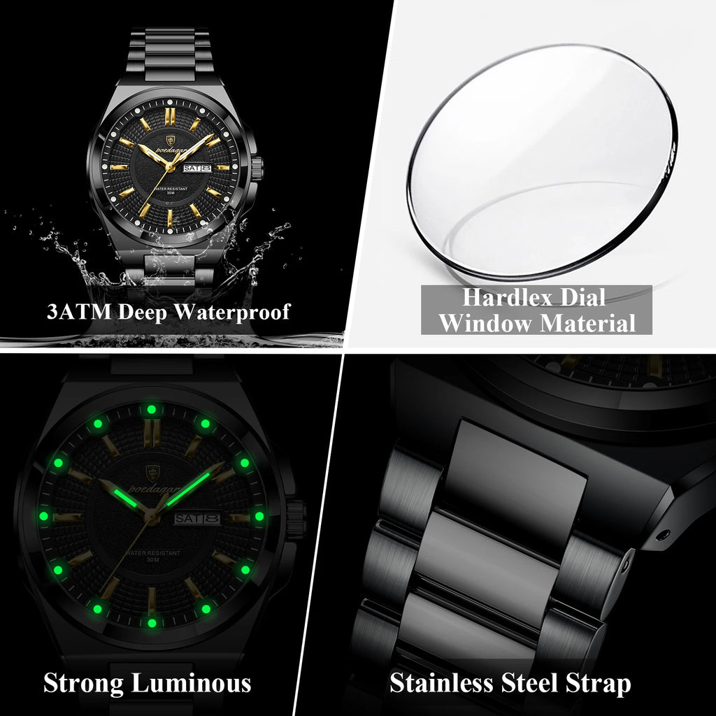 Poedagar 896 Luxury Mens Watch Original Daily Wear Waterproof Luminous Stainless Steel Quartz Watch for Men Reloj Hombre Montre