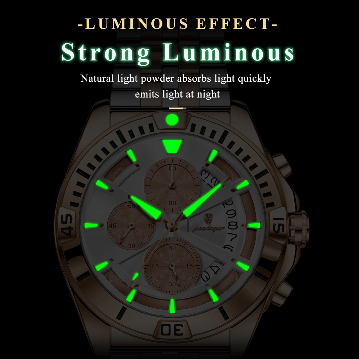 Poedagar 695 Men's Quartz Watches Two-Tone Colorways Trendy Casual Stainless Steel Luminous Chronograph Montre Homme Wholesale