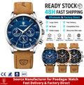 Poedagar 928 Luxury Men Wrist Watch Chronograph Sports Leather Quartz Reloj Hombre Waterproof Luminous Calendar Watches for Men