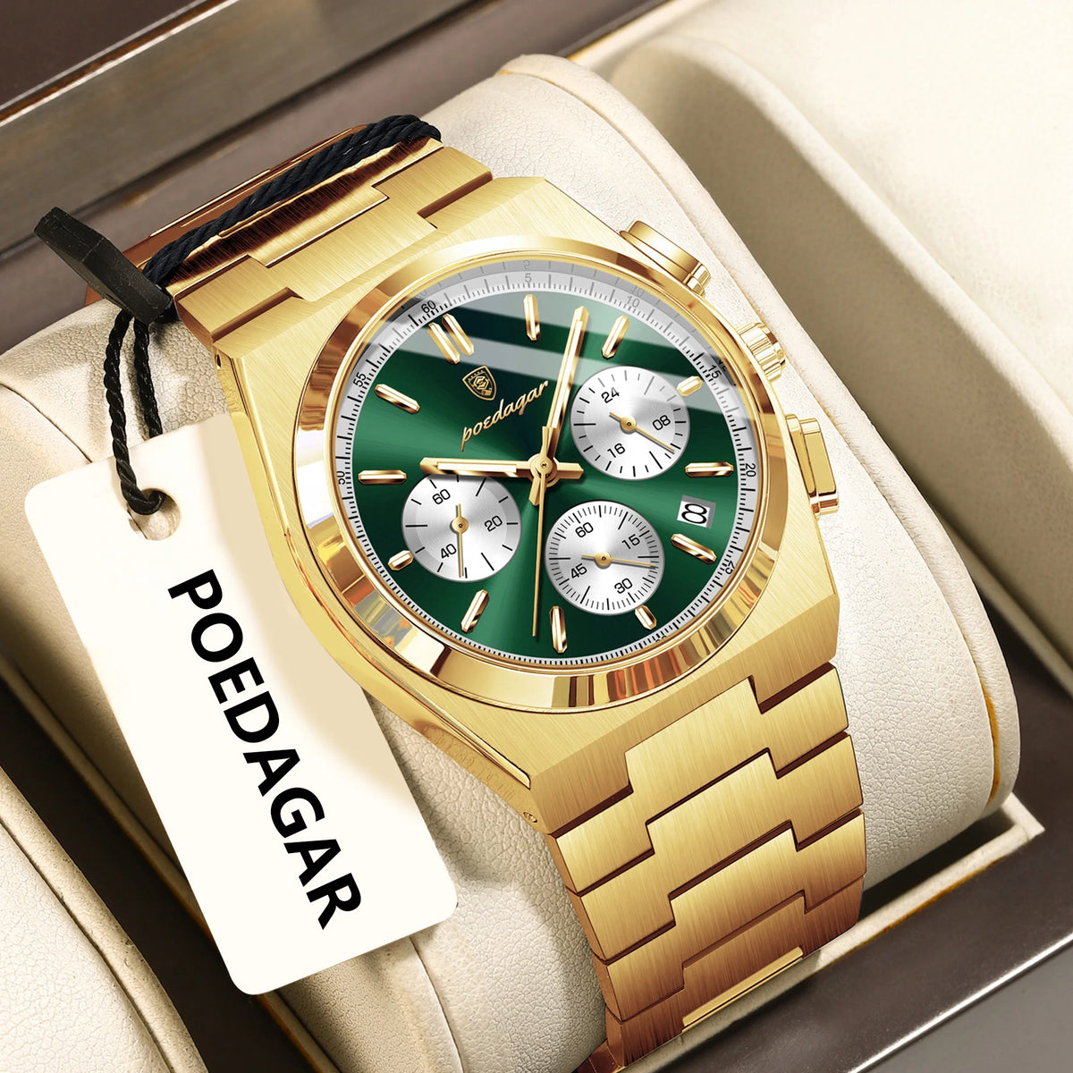 Poedagar 970 Mens Watch Fashion High Quality Waterproof Luminous Quartz Watches Chronograph Stainless Steel Reloj Watch for Men