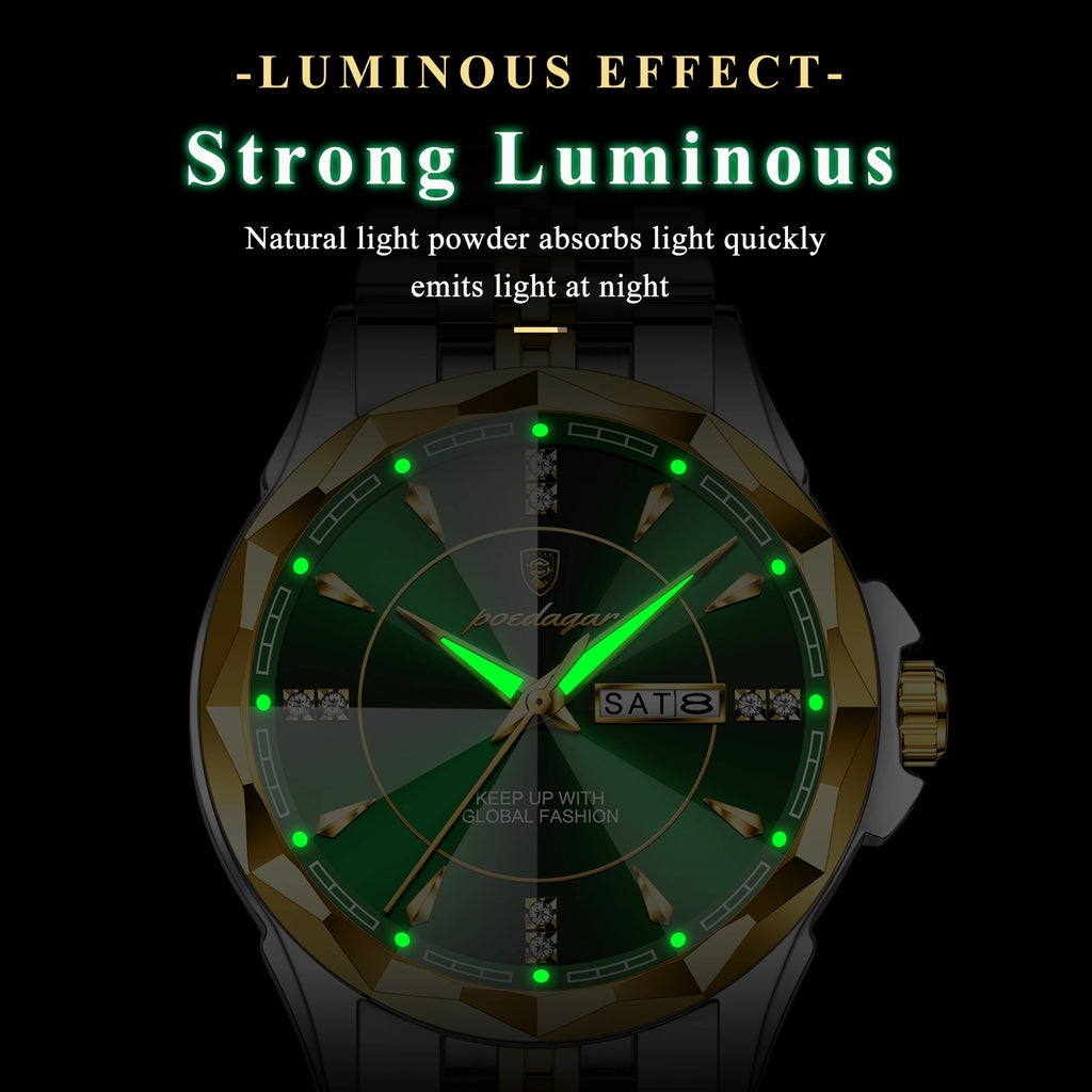Poedagar 674 Luxury Men's Watch Business Stainless Steel Quartz Watches Montre Waterproof Luminous Calendar Wristwatch for Men