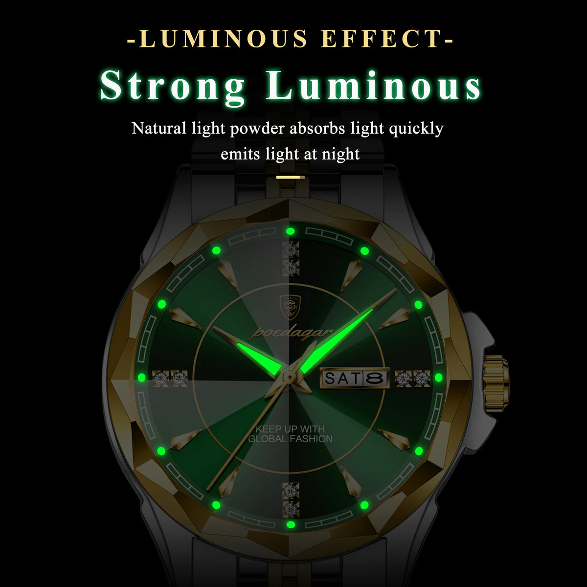 Poedagar 674 Luxury Men's Watch Business Stainless Steel Quartz Watches Montre Waterproof Luminous Calendar Wristwatch for Men