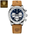 Poedagar Luxury Leather Reloj Waterproof Luminous Watch for Men Multifunctional Chronograph Date Quartz Watches