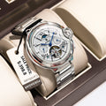 Poedagar Luxury Hollow Tourbillon Automatic Mechanical Watch Waterproof Luminous Stainless Steel Watch for Men