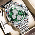 Poedagar 695 Men Quartz Watches Stainless Steel Waterproof Daily Wear Casual Luminous Chronograph Geometric Design Reloj Hombre