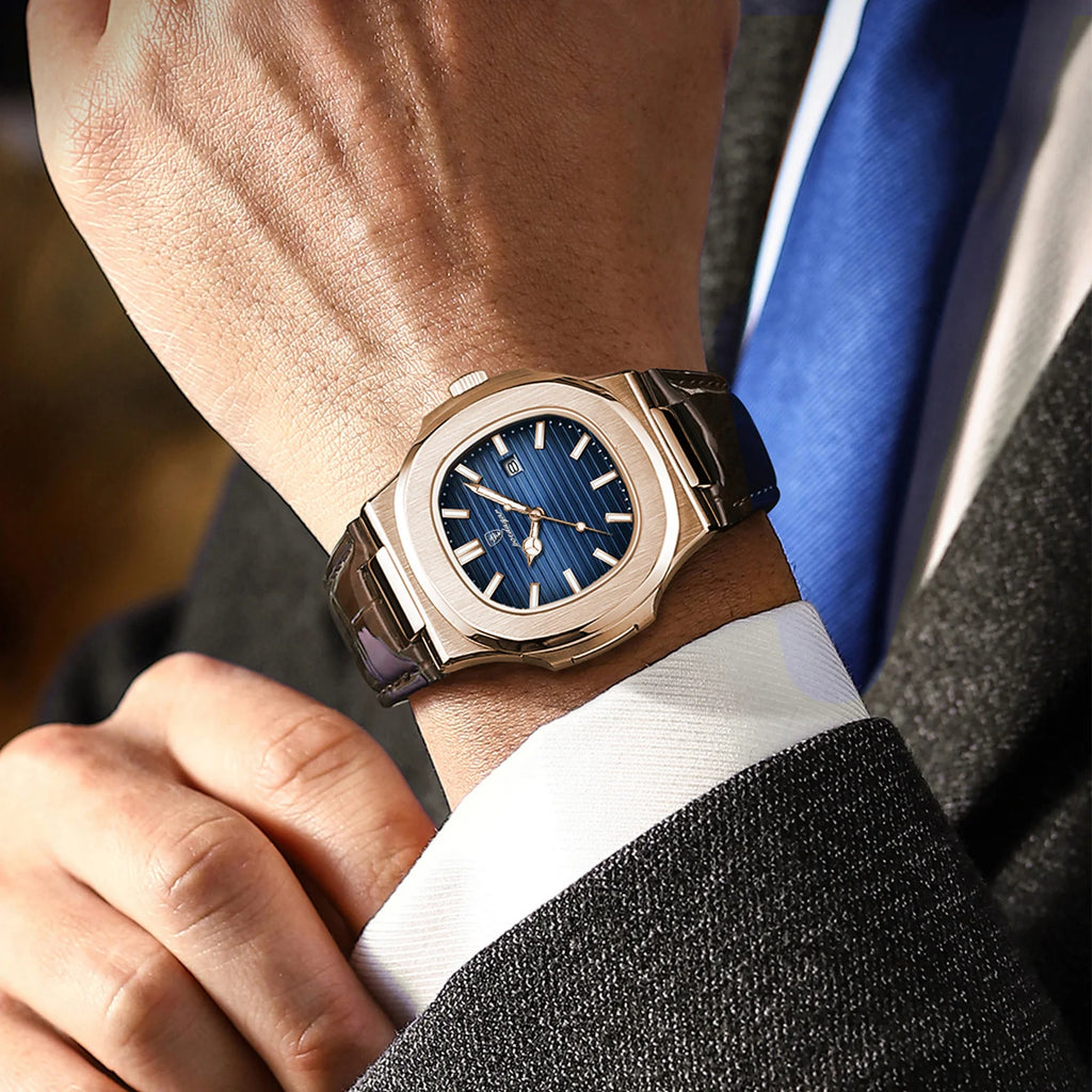 Poedagar New Fashion Sport Montre Homme Luxury Leather Waterproof Mens Watches Luminous Date Quartz Watches for Men