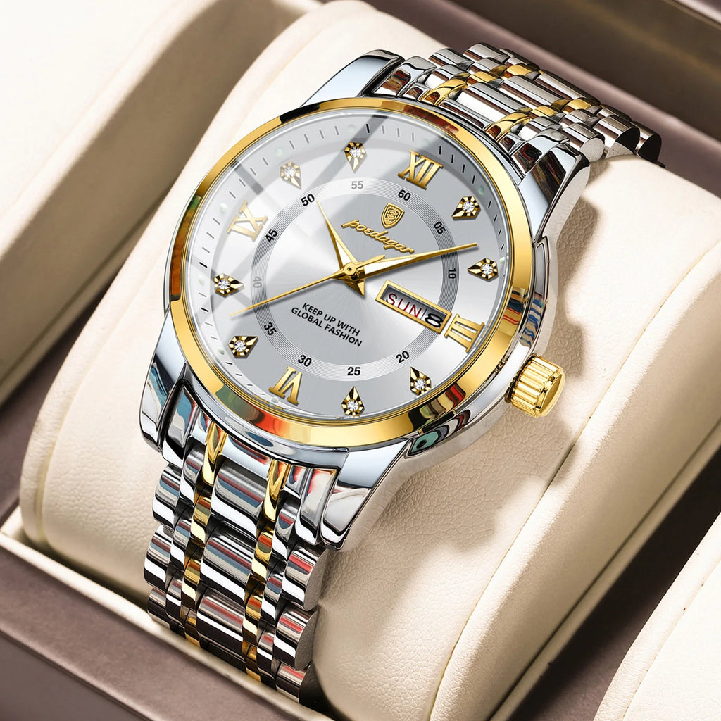 Poedagar Wholesale High Quality Relojes Hombre Stainless Steel Men's Wrist Watch Waterproof Luminous Quartz Watches