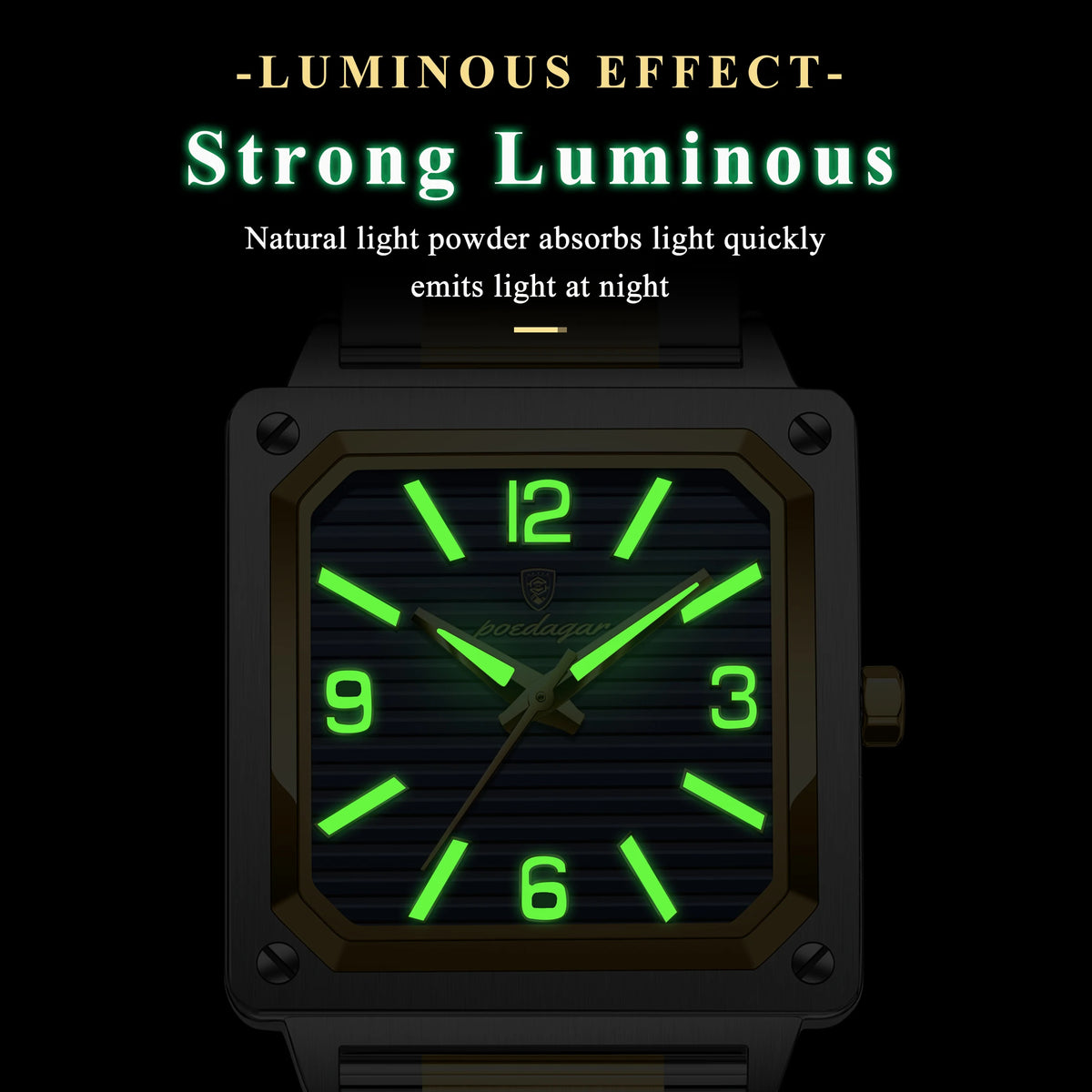 Poedagar 870 Business Luxury Square Quartz Men Watch Waterproof Luminous Stainless Steel Watch for Men
