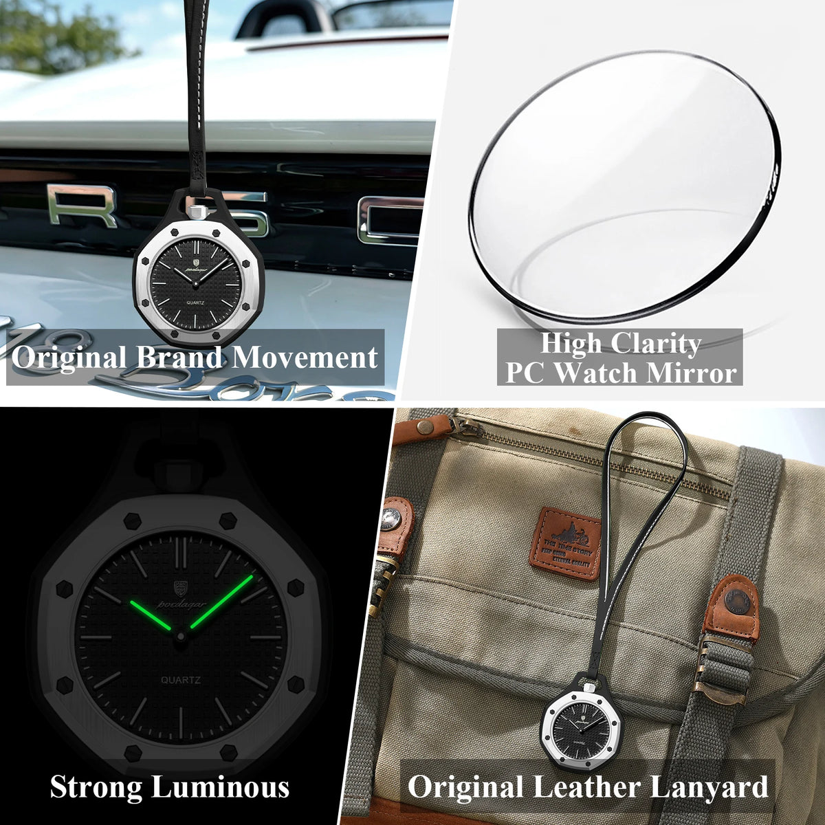 Poedagar 630 Fashion Hanging Watch Octagonal Case Unisex Pop Style Youth Watch Luminous Lightweight Lanyard Neck Watch in Stock