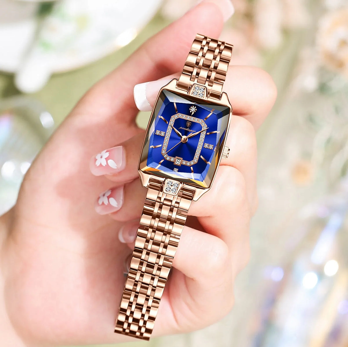 Poedagar 785 Elegant Women Watches Waterproof Date Ladies Watch Stainless Steel Rectangle Business Quartz Watch for Women