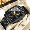 Poedagar 866 Business Sport Men Watch Square Dial 3-Eye Chronograph Stainless Steel Luminous Waterproof Fashion Reloj Wristwatch