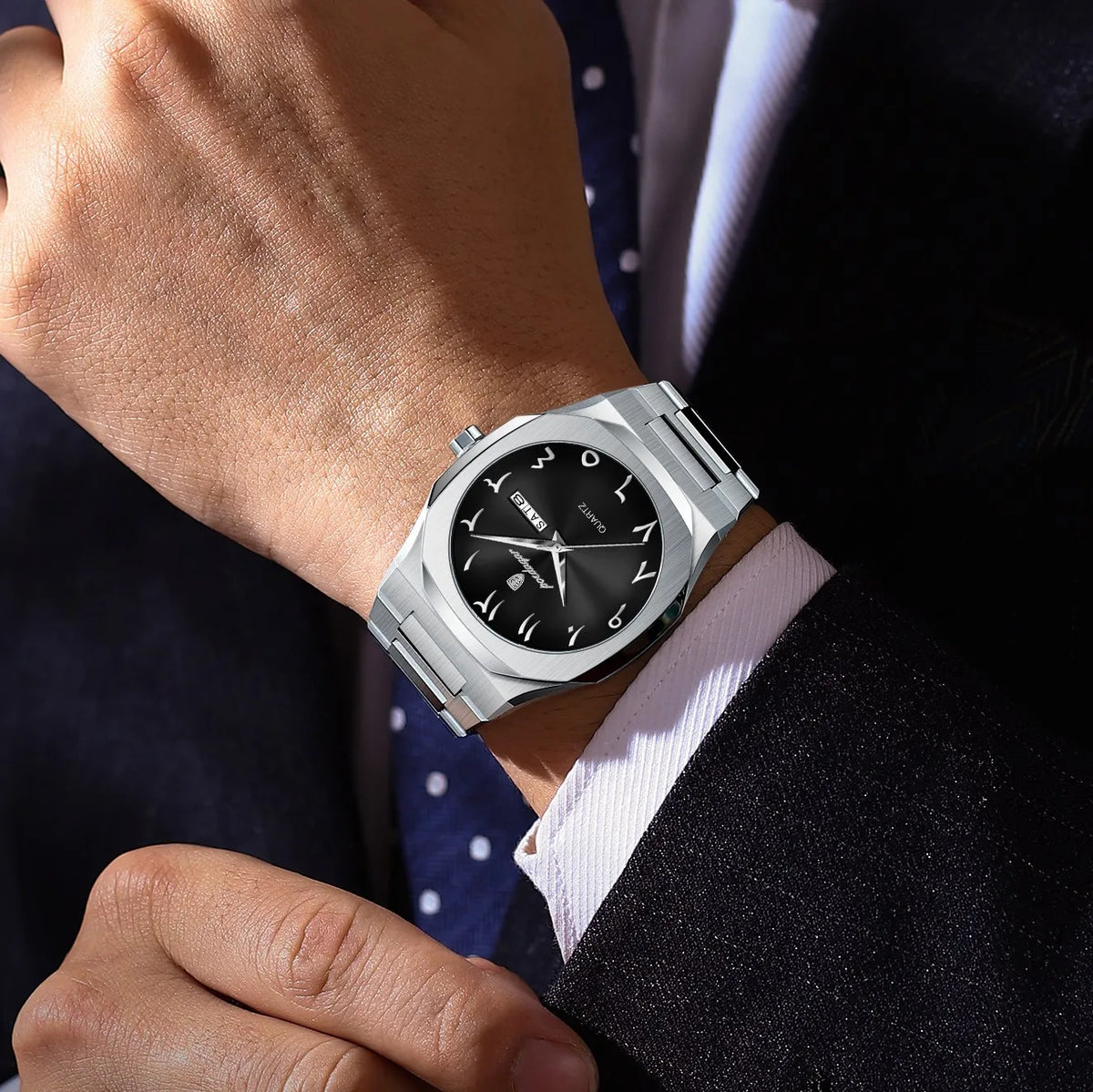 Poedagar 830 Classic Men's Watch Luxury Arabic Dial Waterproof Stainless Steel Wholesale Quartz Watches for Men Ready to Ship