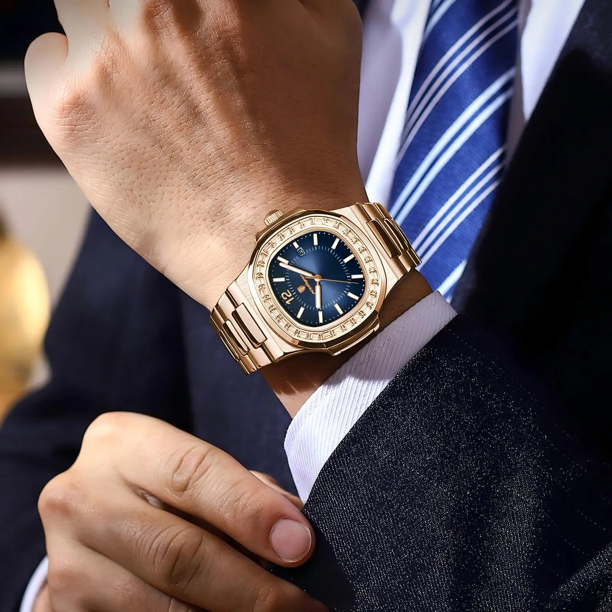 Poedagar Factory Wholesale Rose Gold Relojes Hombre Stainless Steel Men Quartz Watch Luminous Waterproof Watch for Men