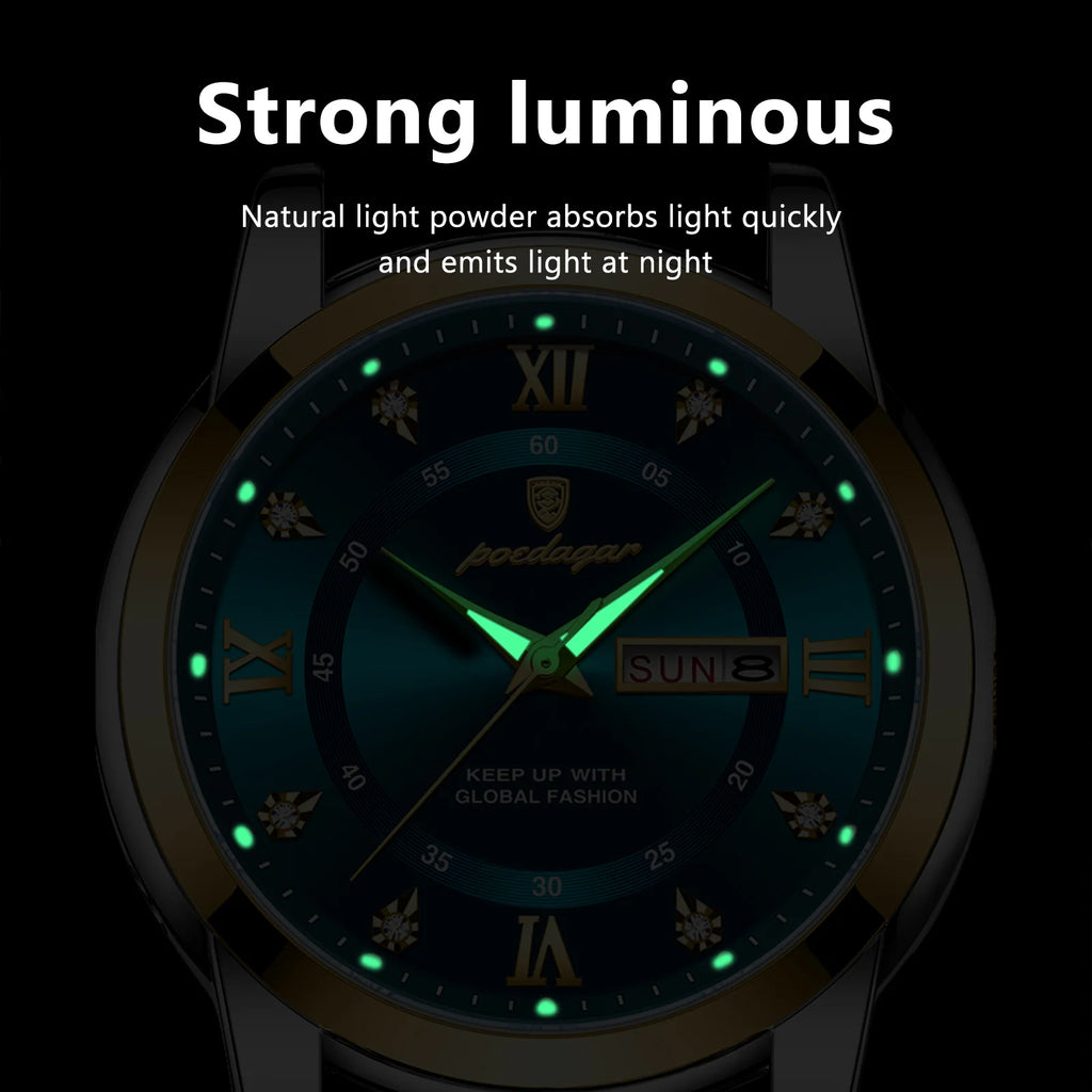 Poedagar Wholesale High Quality Relojes Hombre Stainless Steel Men's Wrist Watch Waterproof Luminous Quartz Watches