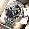 Poedagar 848 Men's Luxuryl Quartz Watch Dual Time Zone Mesh Stainless Steel Luminous Waterproof Fashion Business Herrenuhr