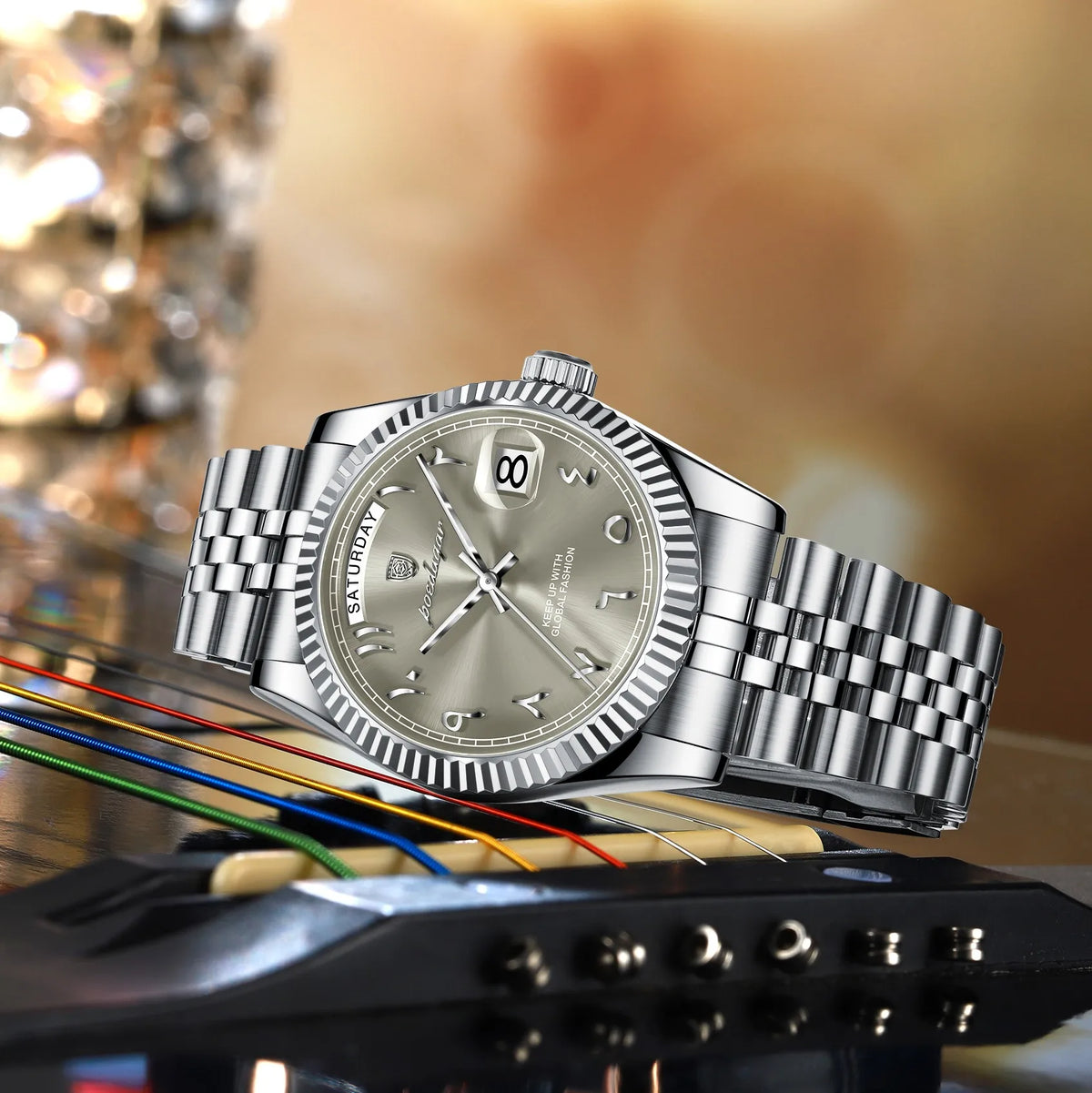 Poedagar 845 Luxury Men's Watch Arabic Numeral Dial Stainless Steel Waterproof Business Elegant Quartz Wristwatch Montre