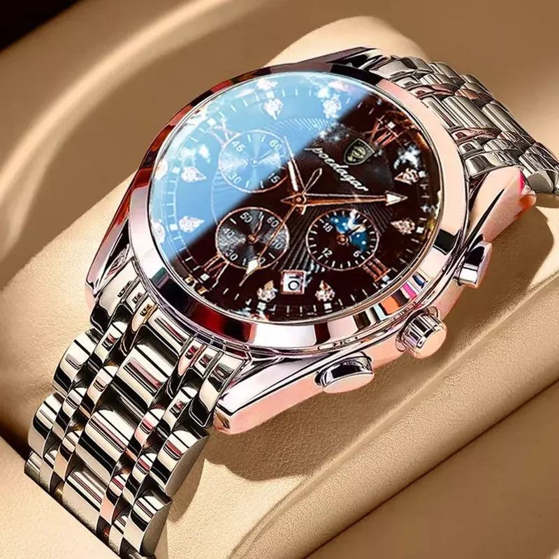 Poedagar High Quality Wholesale Men Watch Waterproof Date Luminous Quartz Watches Stainless Steel Watch for Men