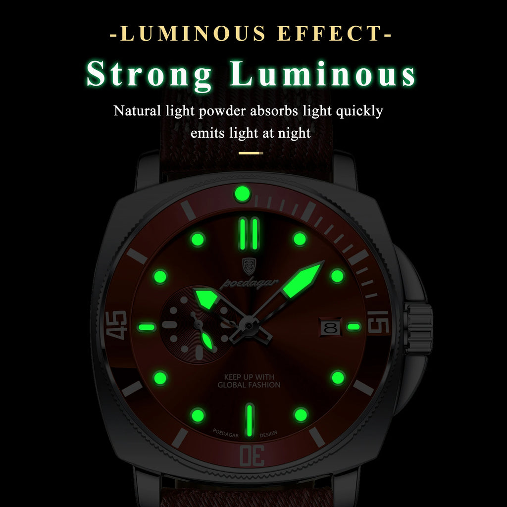 Poedagar 873 Quartz Watch Hardlex Dial Nylon Strap Luxury Business Men's Watch Date Luminous 3ATM Waterproof Watch for Men