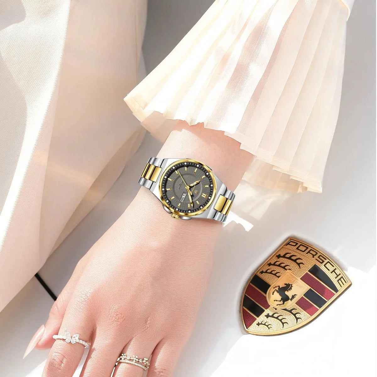 POEDAGAR 796 Luxury Lady Quartz Watch 32mm Small Dial 3ATM Waterproof Luminous Stainless Steel Strap