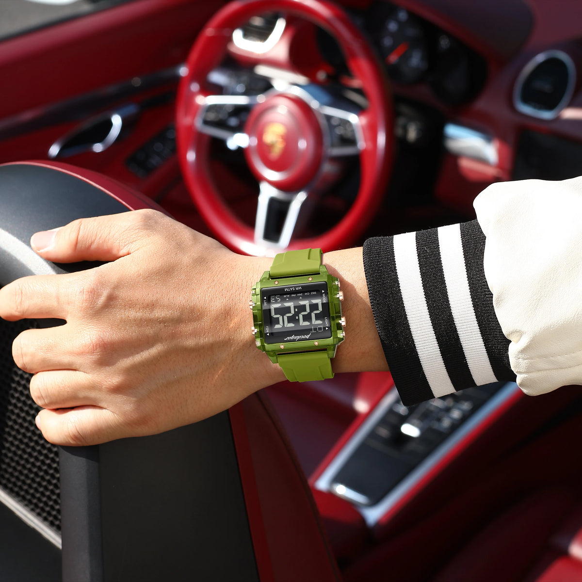 Poedagar E123 Luxury Mens Watch Punk Personalized Square LED Digital Watch Silicone Strap Youth Fashion CE Certified in Stock