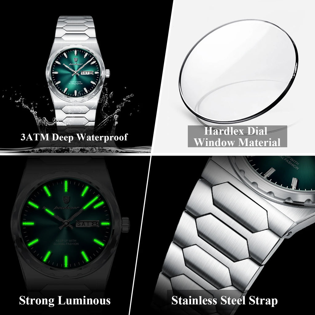 Poedagar 847 Luxury Men's Quartz Watches Stainless Steel Bracelet Business Watch Montre Reloj Date Waterproof Wristwatch for Men