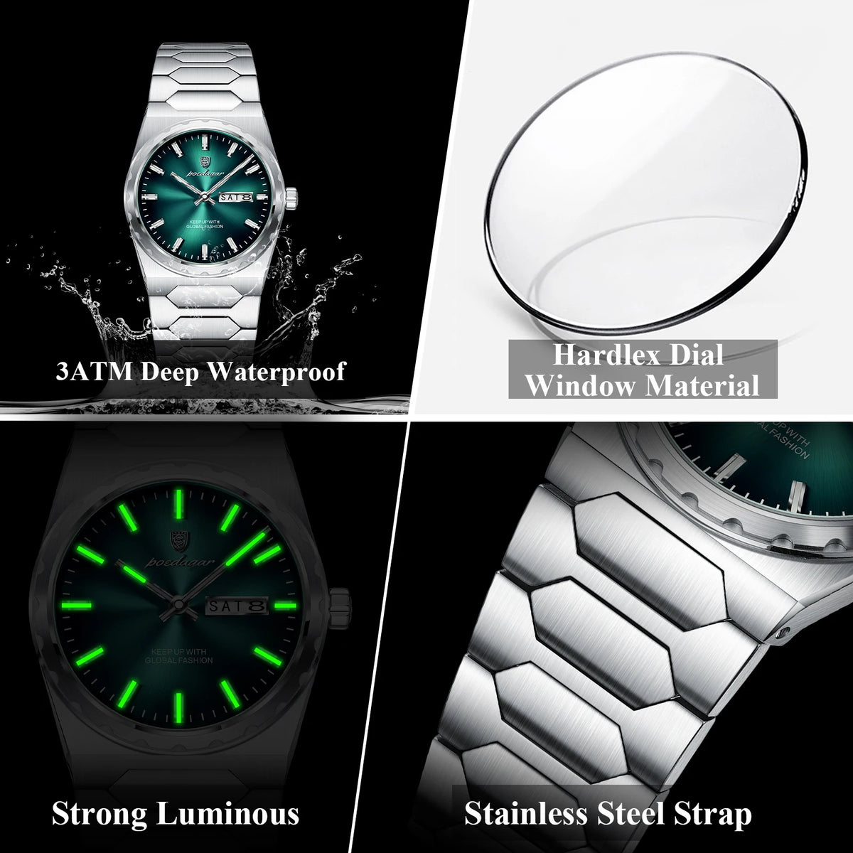 Poedagar 847 Luxury Men's Quartz Watches Stainless Steel Bracelet Business Watch Montre Reloj Date Waterproof Wristwatch for Men