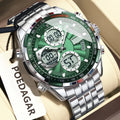Poedagar E108 Multifunction Chronograph Alarm Stainless Steel Strap Men's Quartz Watch with 30M Waterproof Luminous
