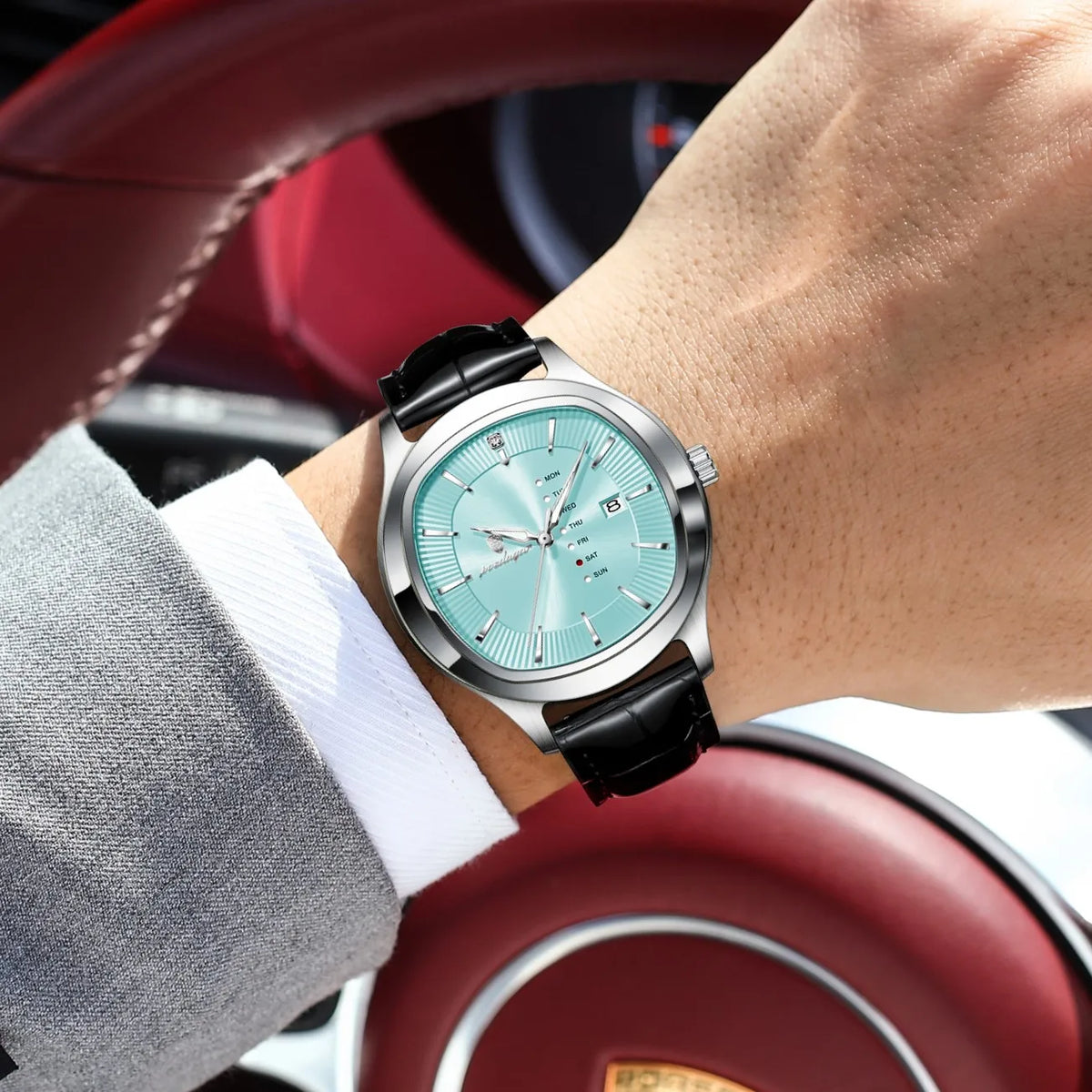 Poedagar 623 Men's Watch Luxury Date Dial Leather Strap Quartz Watches Waterproof Luminous Calendar Wristwatch for Men Reloj