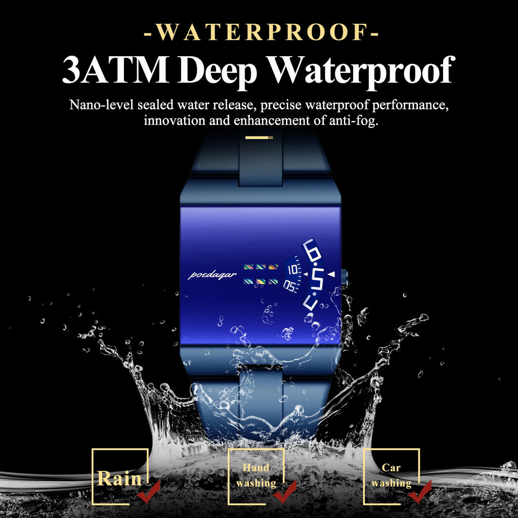 POEDAGAR 857 Luxury Business Men Quartz Watch Waterproof Stainless Steel Wristwatch Unique Geometric Dial Fashion Dress Watch