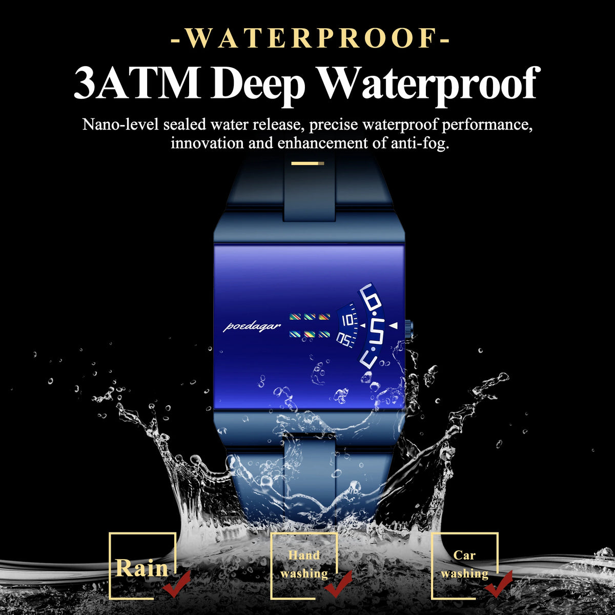 POEDAGAR 857 Luxury Business Men Quartz Watch Waterproof Stainless Steel Wristwatch Unique Geometric Dial Fashion Dress Watch