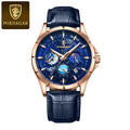 Poedarar New Luxury Fashion Starry Sky Dial Men Quartz Watches Waterproof Luminous Leather Watch for Men
