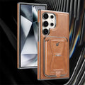 Samsung Galaxy S25/S24/S23 Ultra Case with Magnetic Card Pocket & Foldable Stand