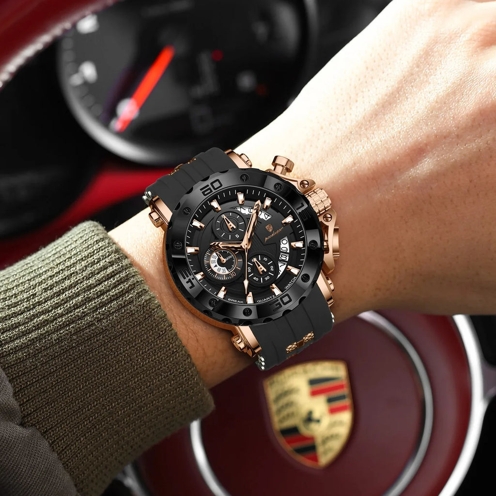 Luxury Men's Watch Poedagar 892 Luminous Silicone Strap Quartz Watches Montre Homme Casual Sports Waterproof Watch for Men