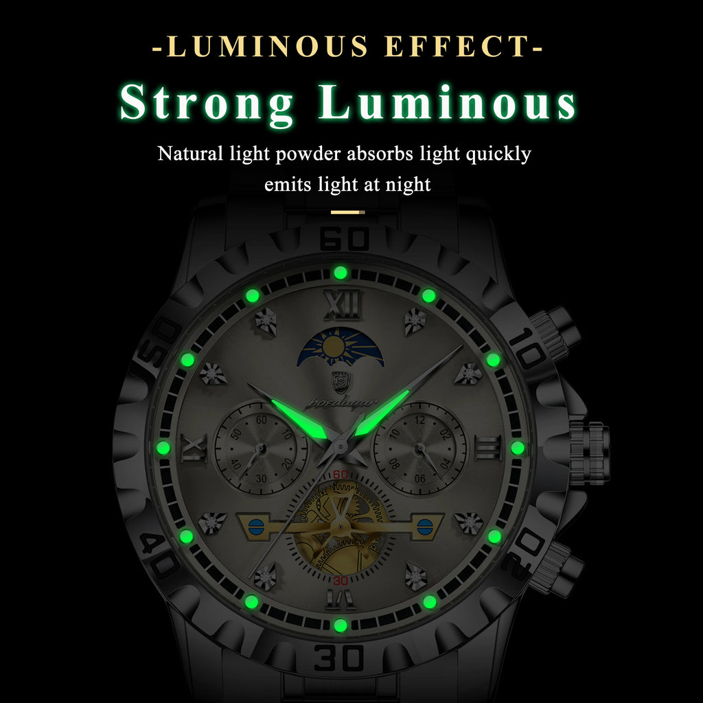 Poedagar 634 Men's Watch Luxury High Quality Stainless Steel Quartz Watch Waterproof Luminous Business Reloj Wristwatch for Men