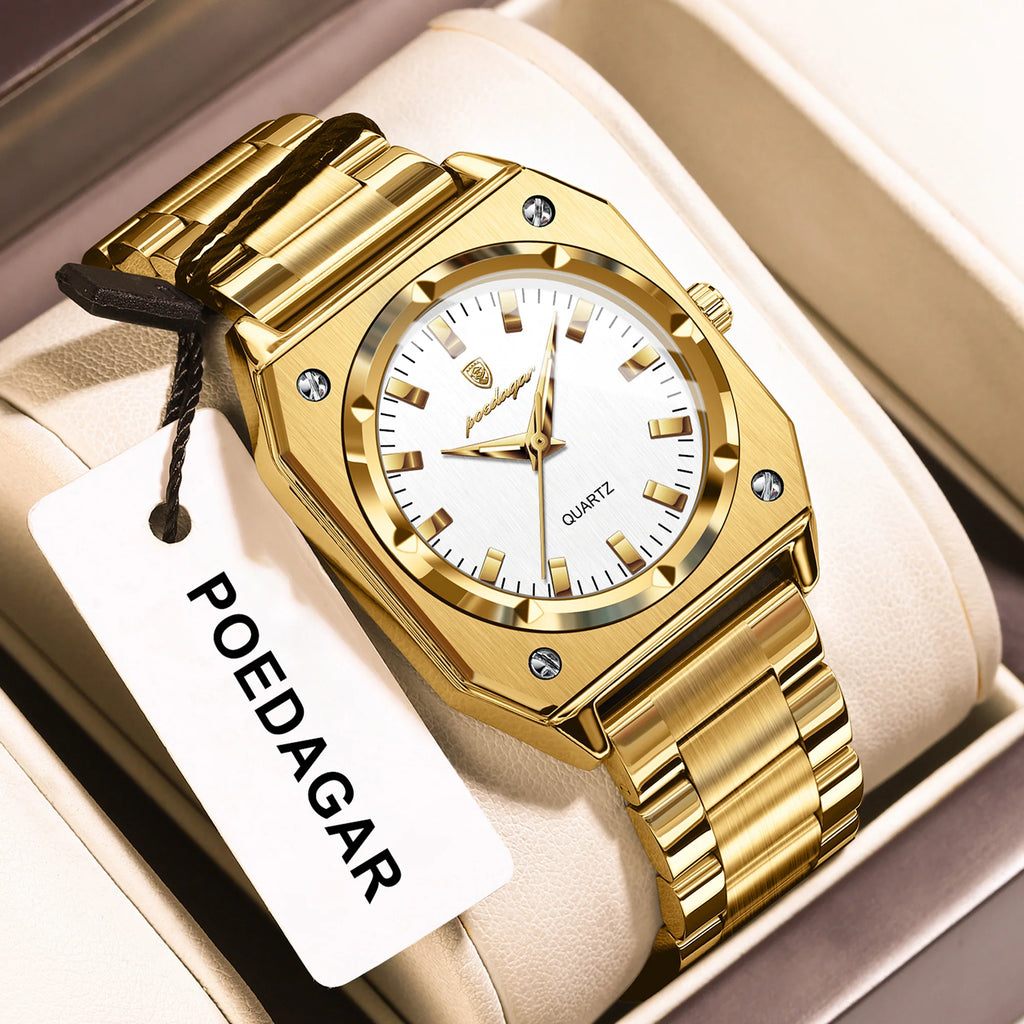 Poedagar 788 Luxury Women's Watch Waterproof Luminous Wristwatch Reloj Gold Stainless Steel Bracelet Quartz Watch for Women