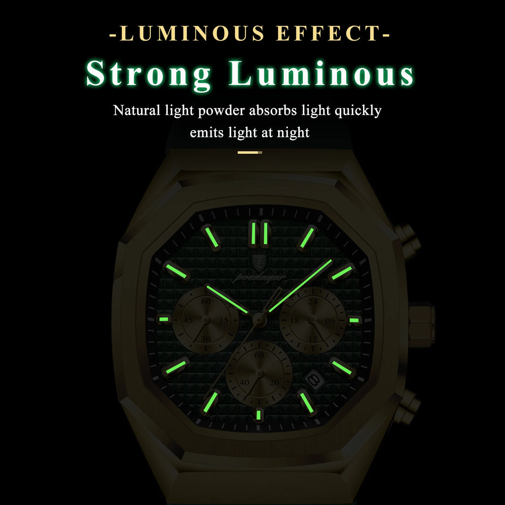 Poedagar 893 Luxury Men's Chronograph Watch Sports Silicone Strap Quartz Watch Montre Waterproof Luminous Wristwatch for Men