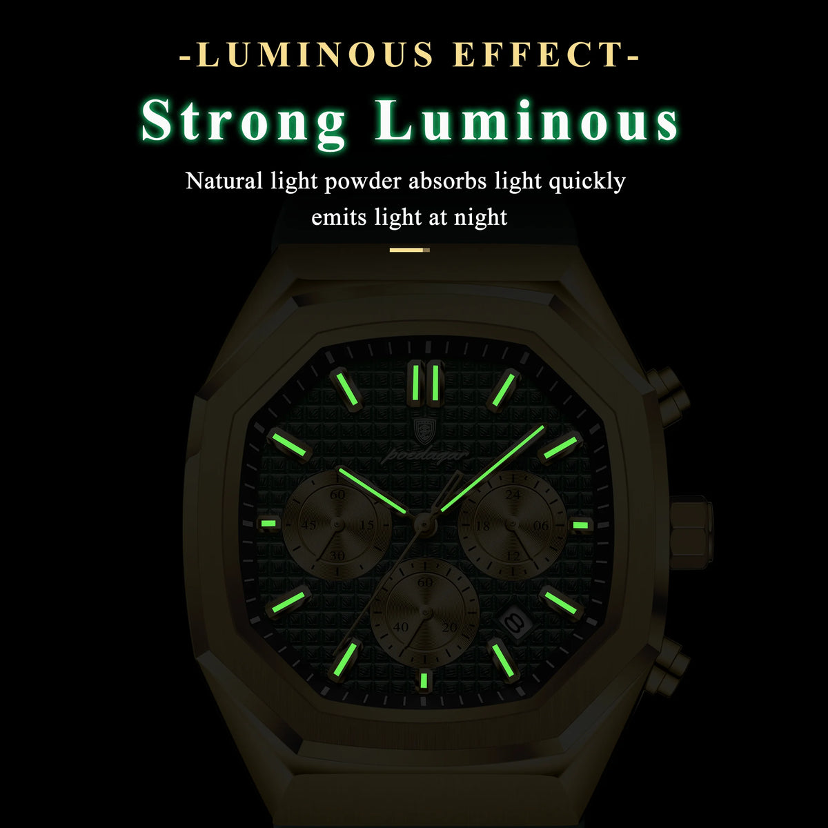 Poedagar 893 Luxury Men's Chronograph Watch Sports Silicone Strap Quartz Watch Montre Waterproof Luminous Wristwatch for Men