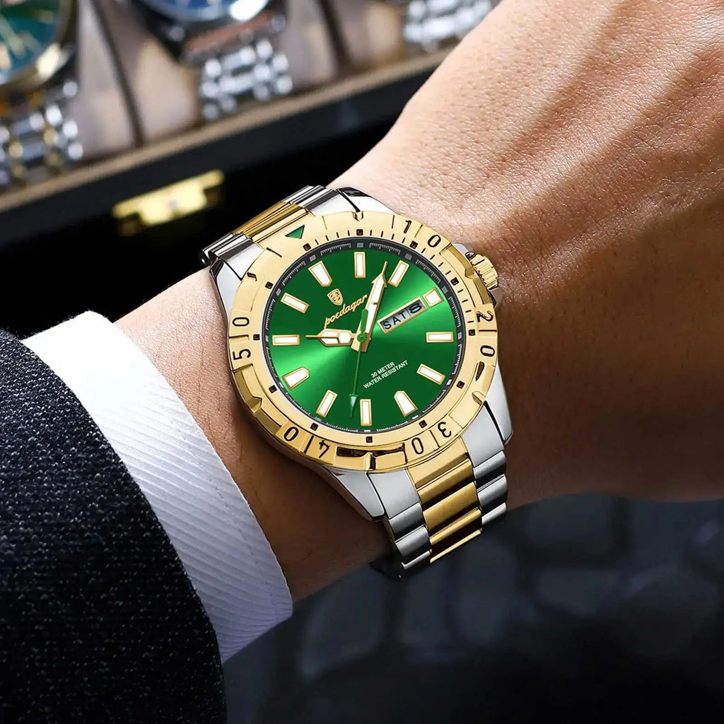 Poedagar New Luxury Quartz Watch Stainless Steel Business Men Watch Waterproof Luminous Date Watch for Men