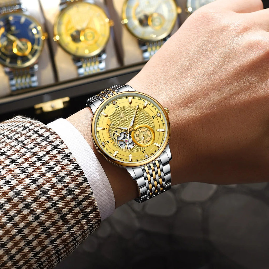 Poedagar 1416 Luxury Men Mechanical Watches Original Relojes Hombre Stainless Steel Waterproof Luminous Automatic Watch for Men