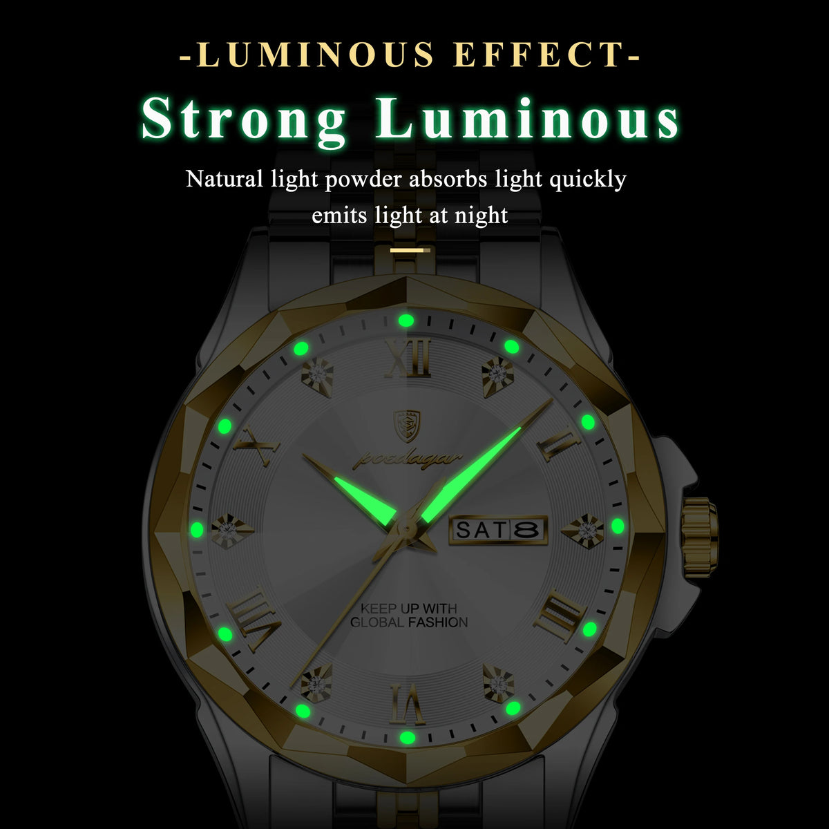 Poedagar 698 Mens Watch Luxury Waterproof Luminous Business Quartz Montre Homme Stainless Steel Calendar Reloj Watch for Men